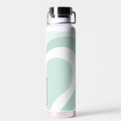 Retro Groovy Abstracte Blauwgroen Green Cream Cust Waterfles (Achterkant)