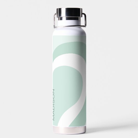 Retro Groovy Abstracte Blauwgroen Green Cream Cust Waterfles (Achterkant)