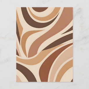 Retro Groovy Abstracte Draaikolken Neutrale Aardti Briefkaart