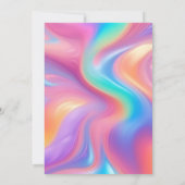 Retro groovy abstracte golven uitnodiging bruiloft (Achterkant)