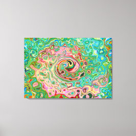 Retro Groovy Abstracte kleurrijke regenboogwervelk Canvas Afdruk