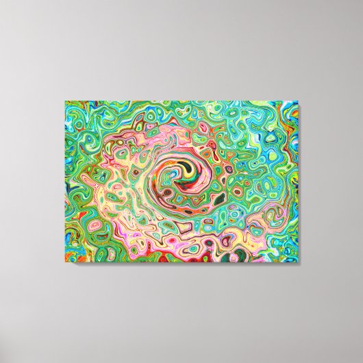 Retro Groovy Abstracte kleurrijke regenboogwervelk Canvas Afdruk (Voorkant)