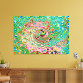 Retro Groovy Abstracte kleurrijke regenboogwervelk Canvas Afdruk (Insitu (Woonkamer))