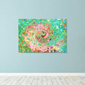 Retro Groovy Abstracte kleurrijke regenboogwervelk Canvas Afdruk (Insitu (Houten vloer))