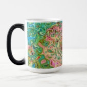 Retro Groovy Abstracte kleurrijke regenboogwervelk Magische Mok (Links)