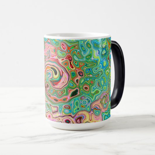 Retro Groovy Abstracte kleurrijke regenboogwervelk Magische Mok (Voorkant rechts)