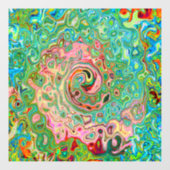 Retro Groovy Abstracte kleurrijke regenboogwervelk Raamsticker (Vel)