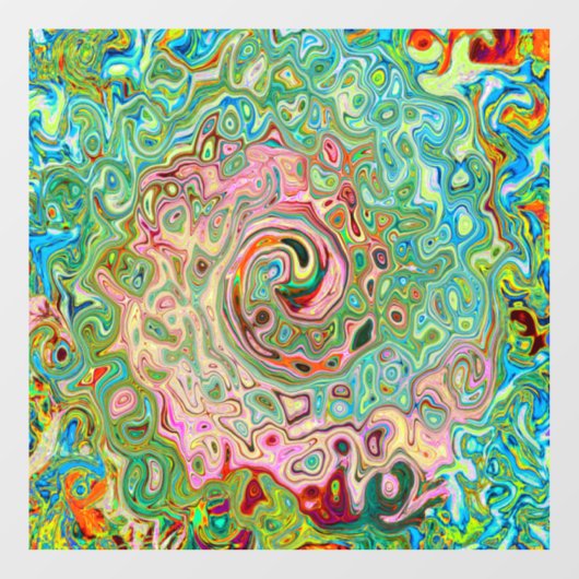 Retro Groovy Abstracte kleurrijke regenboogwervelk Raamsticker (Vel)