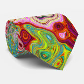 Retro Groovy Abstracte kleurrijke regenboogwervelk Stropdas (Opgerold)
