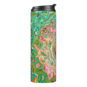 Retro Groovy Abstracte kleurrijke regenboogwervelk Thermosbeker (Gedraaid links)