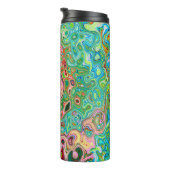 Retro Groovy Abstracte kleurrijke regenboogwervelk Thermosbeker (Geroteerd rechts)
