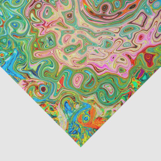 Retro Groovy Abstracte kleurrijke regenboogwervelk Tissuepapier (Detail)