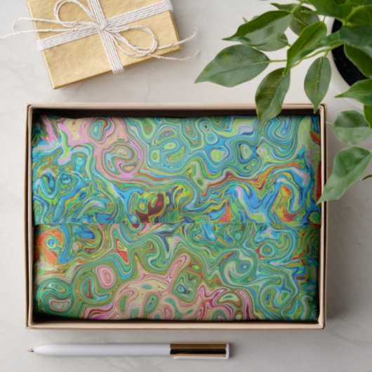 Retro Groovy Abstracte kleurrijke regenboogwervelk Tissuepapier (Geschenk)