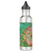 Retro Groovy Abstracte kleurrijke regenboogwervelk Waterfles (Links)