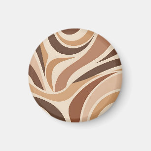 Retro Groovy Abstracte Wervelingen Neutrale Aardti Magneet