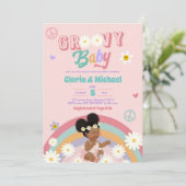 Retro Groovy Afro Girl Baby shower Kaart (Staand voorkant)
