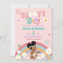 Retro Groovy Afro Girl Baby shower