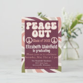 Retro Groovy Afstuderen - Peace Out Kaart (Staand voorkant)