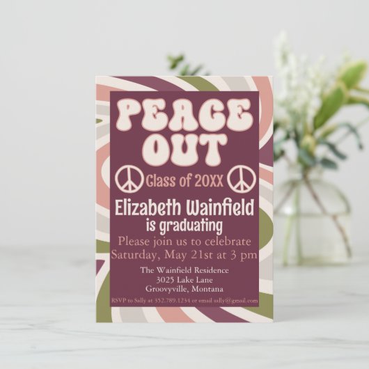 Retro Groovy Afstuderen - Vrede uit Kaart (Staand voorkant)