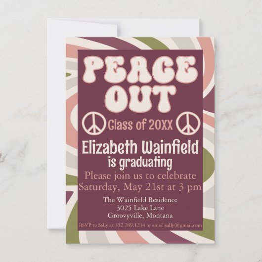 Retro Groovy Afstuderen - Vrede uit Kaart (Voorkant)