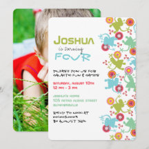 Retro Groovy Aliens Kinder Foto Birthday Uitnodigi