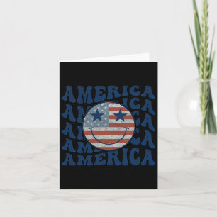 Retro Groovy America USA Smile Face Patriottisch 4 Kaart