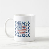 Retro Groovy America USA Smile Face Patriottisch 4 Koffiemok (Links)