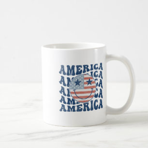 Retro Groovy America USA Smile Face Patriottisch 4 Koffiemok