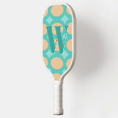 Retro Groovy Aqua & Perzik Monogram Pickleball Paddle (Links)