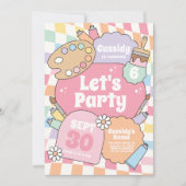 Retro Groovy Art Party Girl Birthday Kaart (Voorkant)