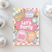 Retro Groovy Art Party Girl Birthday Kaart
