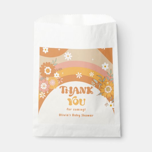 Retro groovy baby 70s floral dank u bedankzakje (Voorkant)