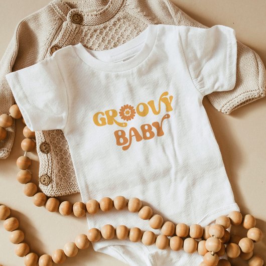 Retro groovy baby baby shower romper