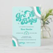 Retro Groovy Baby Boy Shower Kaart (Staand voorkant)