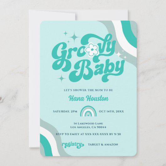 Retro Groovy Baby Boy Shower Kaart (Voorkant)