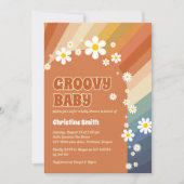 Retro Groovy Baby Daisy Rainbow Baby shower Kaart (Voorkant)