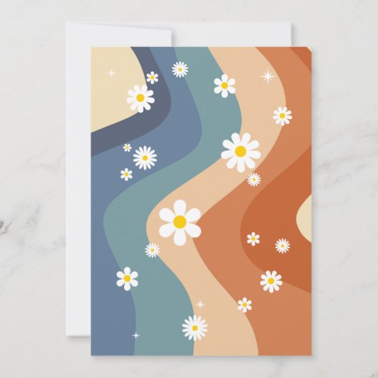 Retro Groovy Baby Daisy Rainbow Baby shower Kaart (Achterkant)