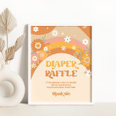 Retro groovy baby diaper raffle reclamebord met voetstuk