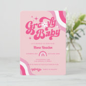 Retro Groovy Baby Girl Shower Kaart (Staand voorkant)