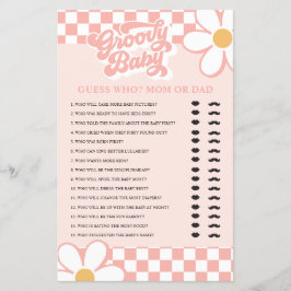 Retro Groovy Baby Guess Wie Baby shower spel Flyer