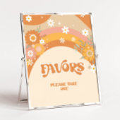 Retro groovy baby hippy Favors pedestal sign Reclamebord Met Voetstuk