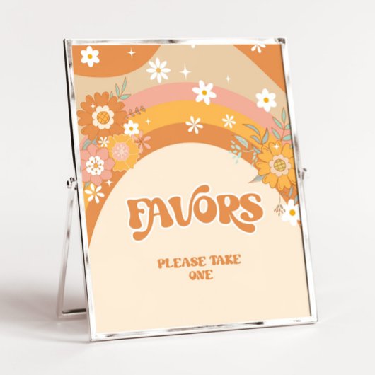 Retro groovy baby hippy Favors pedestal sign Reclamebord Met Voetstuk