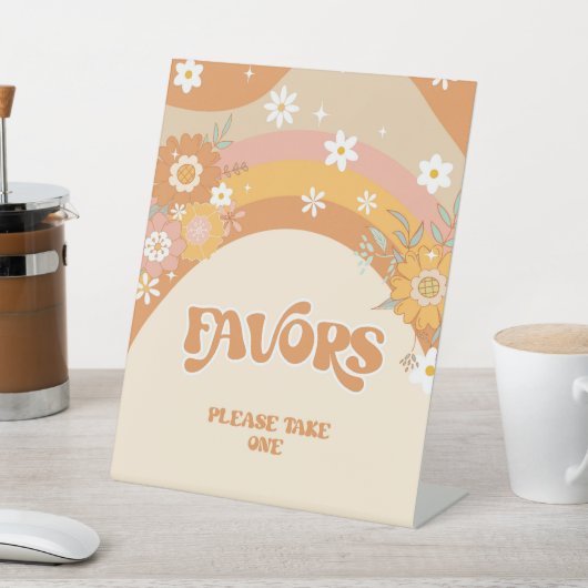 Retro groovy baby hippy Favors pedestal sign Reclamebord Met Voetstuk (Insitu)