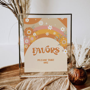 Retro groovy baby hippy Favors Poster
