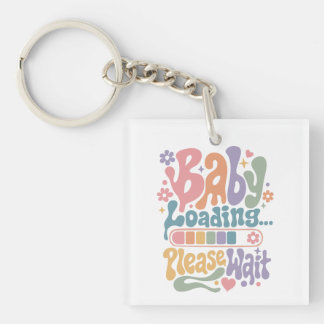 Retro Groovy Baby Laden Even Geduld Zwangerschap Sleutelhanger
