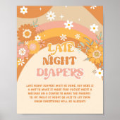 Retro groovy baby Late night diapers game Poster (Voorkant)