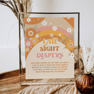 Retro groovy baby Late night diapers game Poster