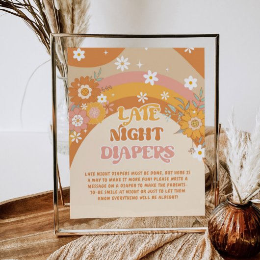 Retro groovy baby Late night diapers game Poster