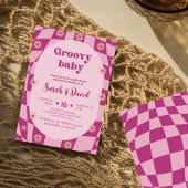 Retro Groovy Baby Meisje | Floral 70s baby shower Kaart