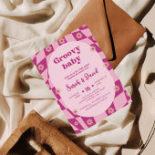 Retro Groovy Baby Meisje | Floral 70s baby shower Kaart